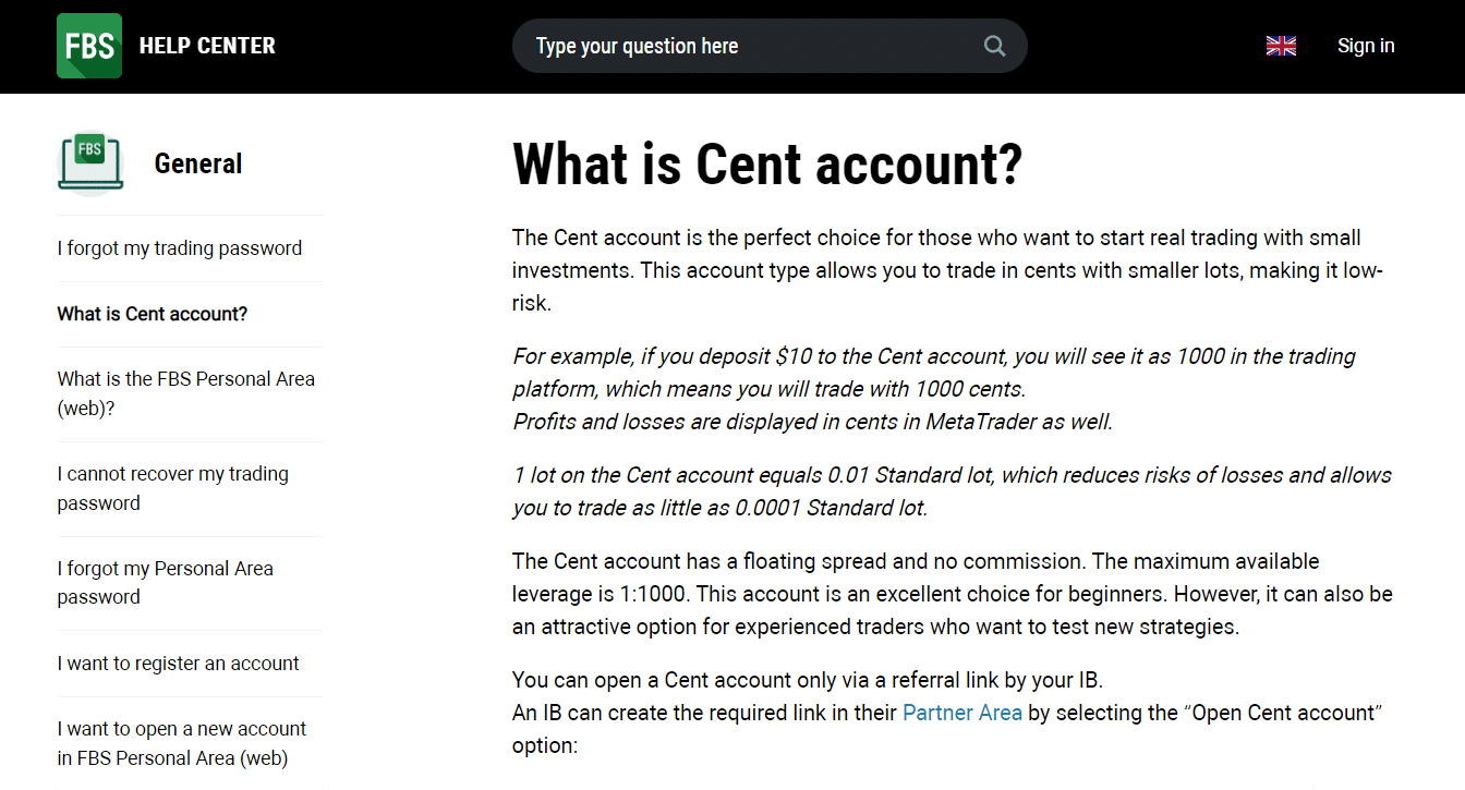 FBS Cent Account