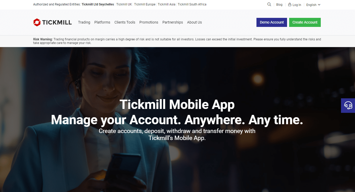 Tickmill Mobile Overview