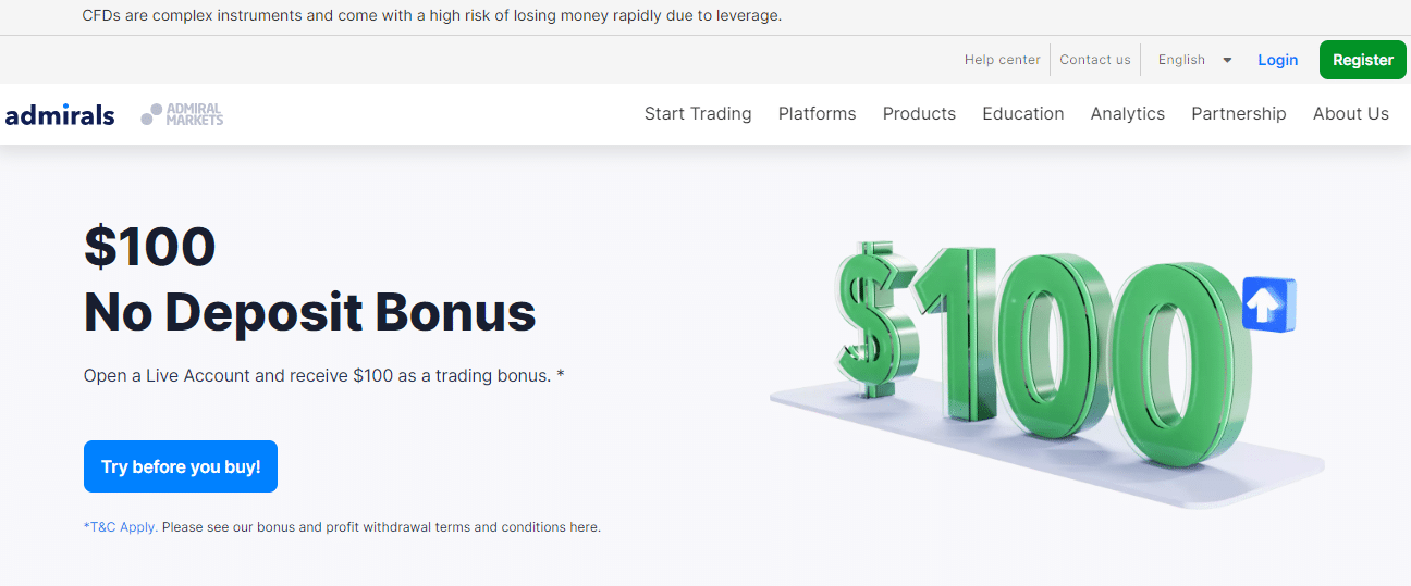 Admirals No-Deposit Bonus