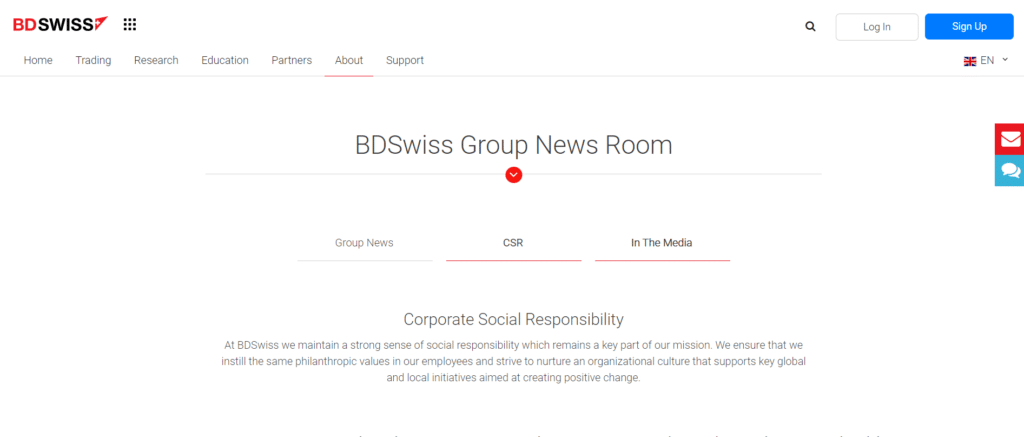 BDSwiss Social Responsibility